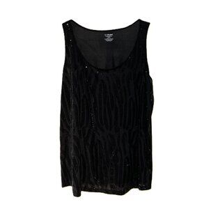 Lane Bryant Black on Black Sequin Zebra Stripe Tank Top, Sz 26 / 28